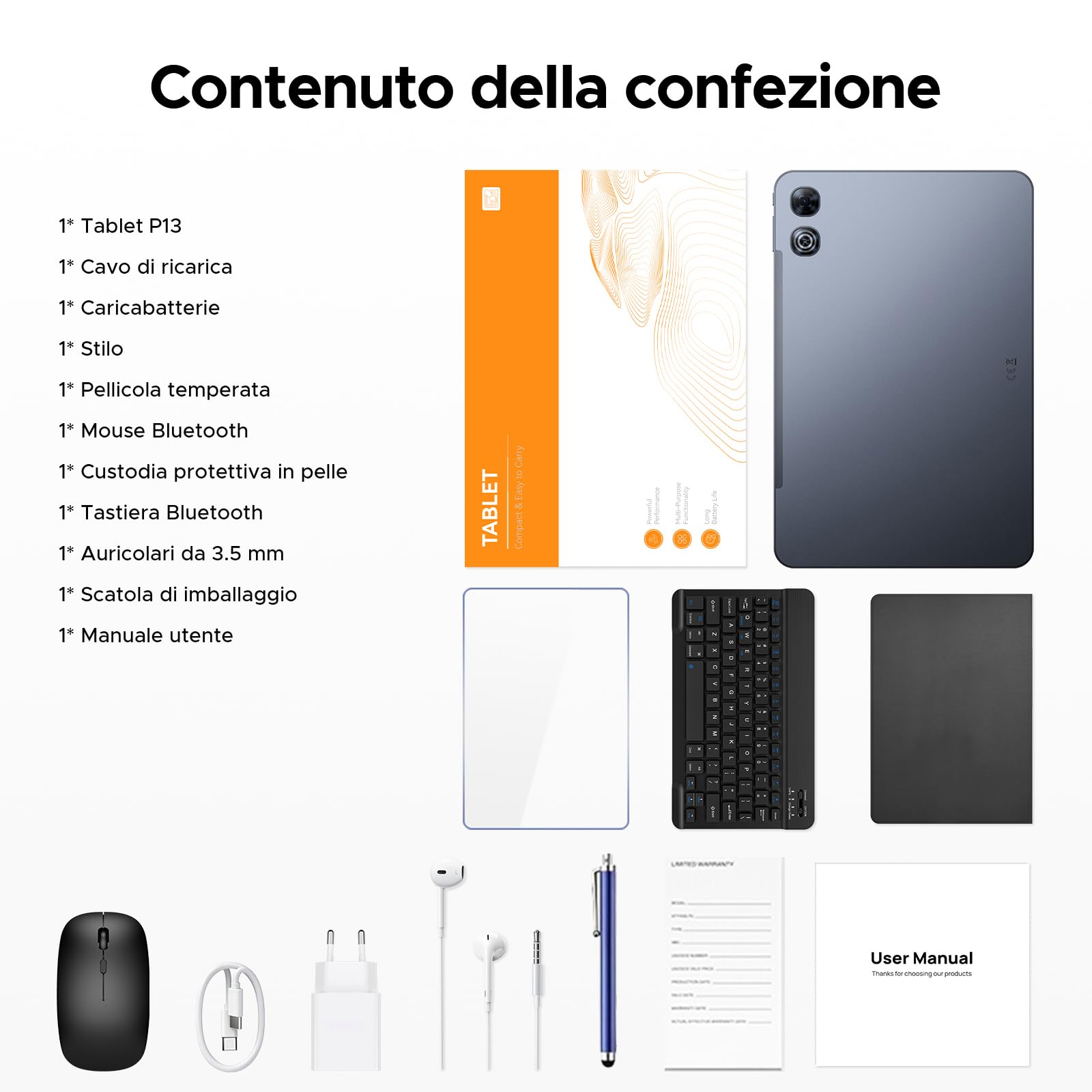 P13 Tablet 13 Pollici Android 16 e Gemini AI, 2.4K/120Hz, 48GB RAM+128GB ROM/2TB TF, 12000mAh/18W, T7280 Octa-Core, 13MP, Face ID/WiFi5/GPS/OTG, Tablet con Tastiera e Penna, Grigio