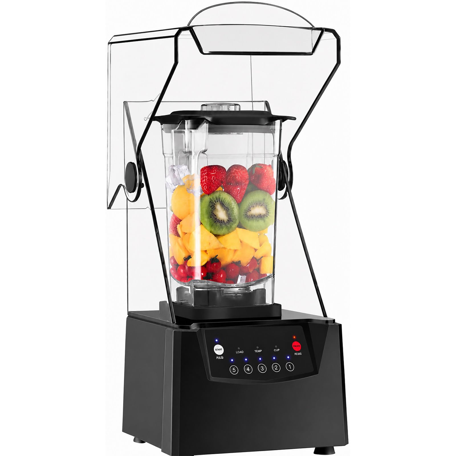 Cichy Blender Komercyjny, 2200W, 17 000 obr./min, 2L, 5 Programów | Sprawna Obsługa Zamówień z Cichym Blenderem do Smoothie, Milkshake'ów, Soków, Sosów i Deserów dla Kawiarni, Barów i Deserowni