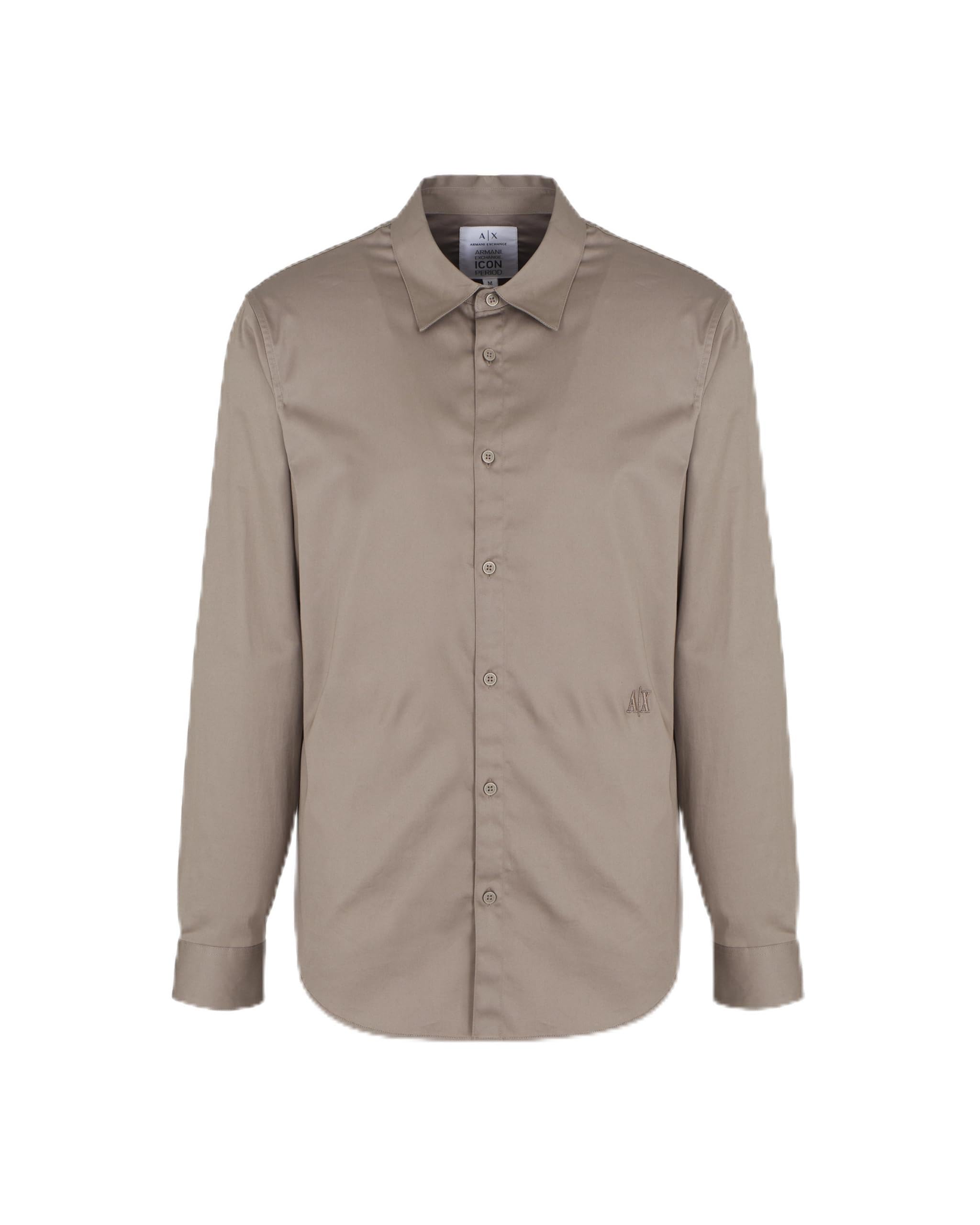 Armani Exchange Men's Long Sleeve Cotton Satin Button Down