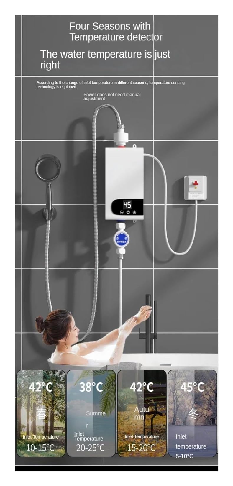 Natychmiastowy podgrzewacz, wody, Natychmiastowy Podgrzewacz Wody 4500 W Przenośne Grzejniki Elektryczne Do Łazienki Z Prysznicem Z Ciepłą Wodą I Ogrzewania Domowej Kuchni