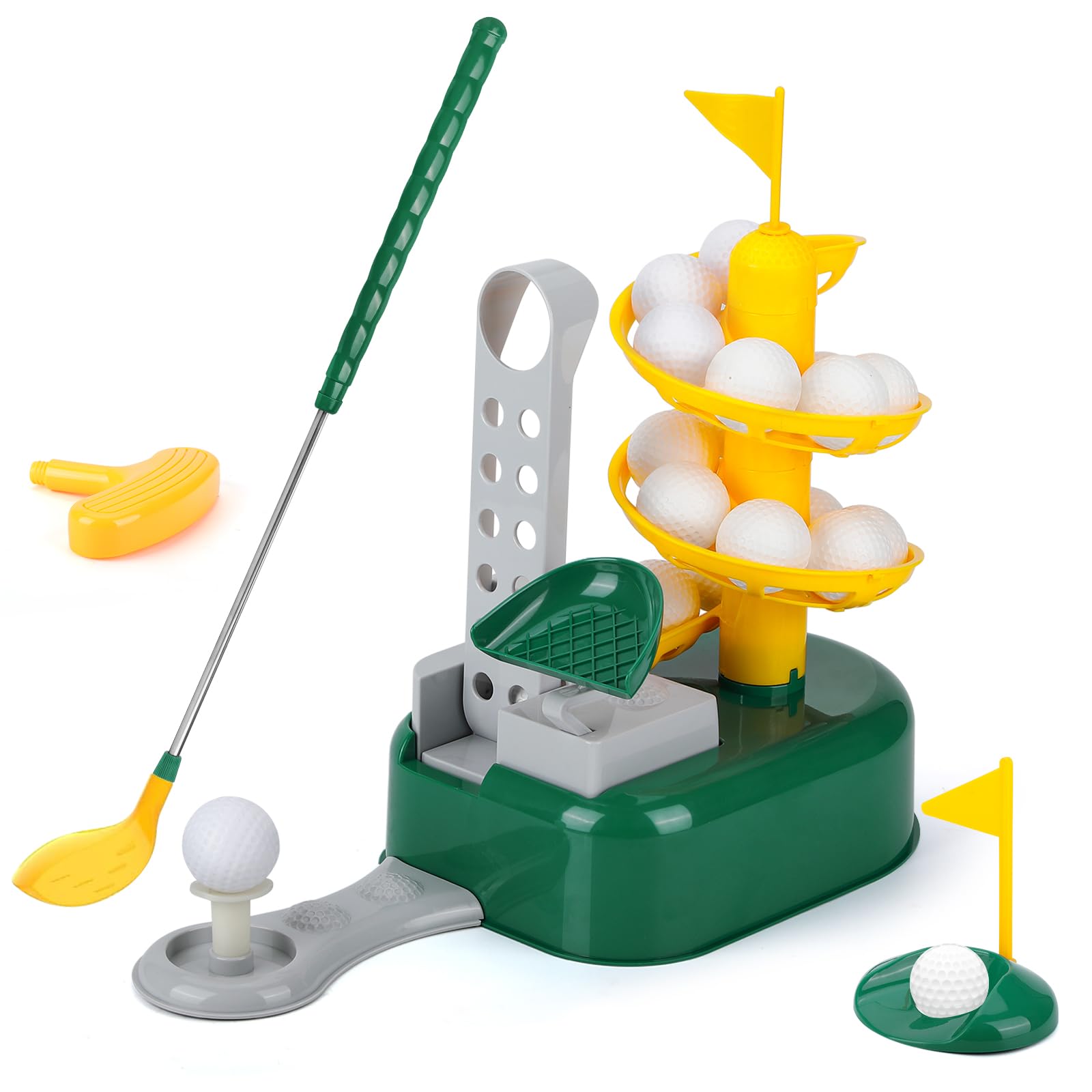 Liberry Kids Golf Club Set for 3 4 5 6 7 Years Old Boys Girls, Toddler Golf Set with Golf Dispenser, Retractable Clubs & 2 Heads, Indoor Outdoor Sport Toys Birthday Gifts
