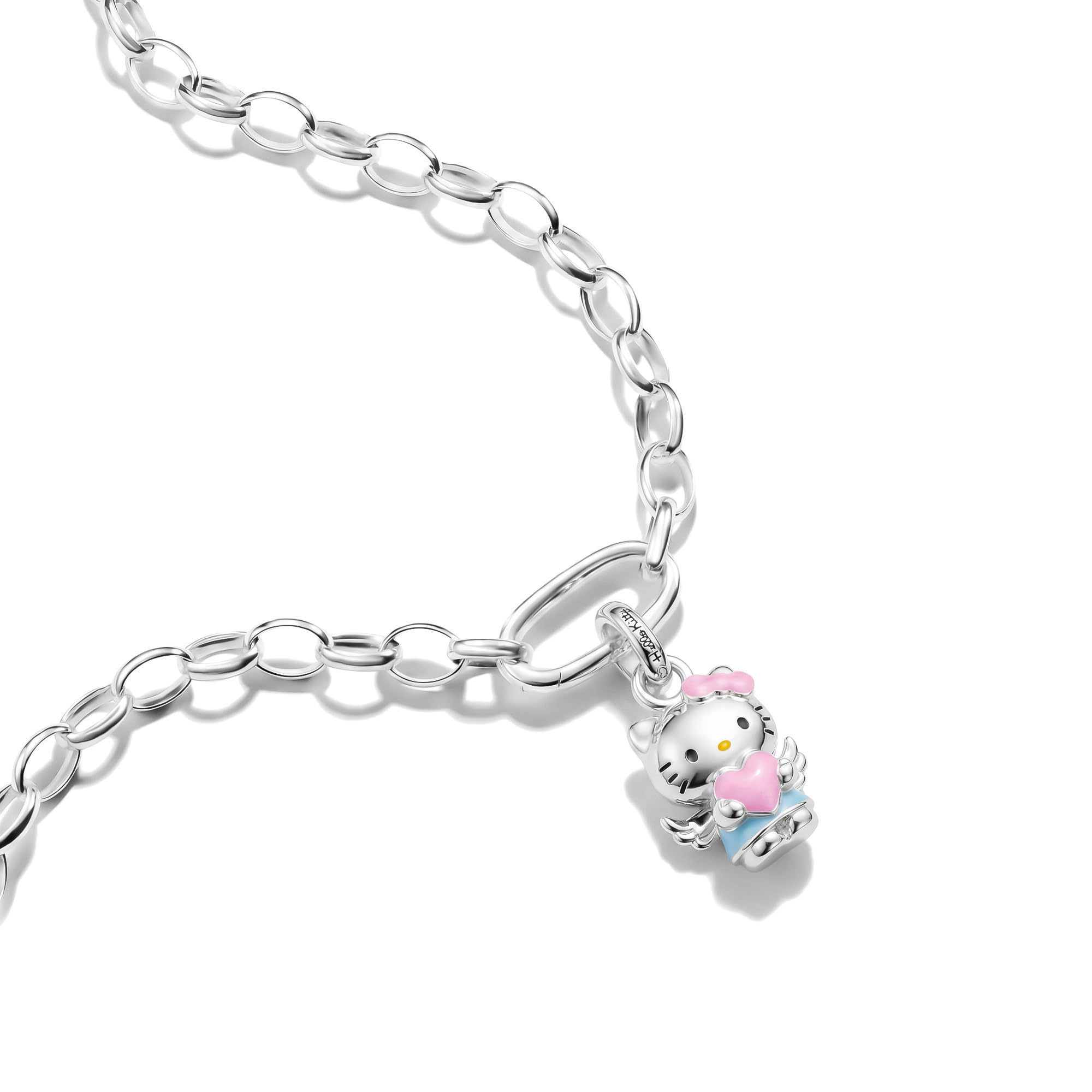 THOMAS SABO Hello Kitty Charm Engel mit Herz – Connect Premium Legierung Feinsilber Plattiert, Kaltemail