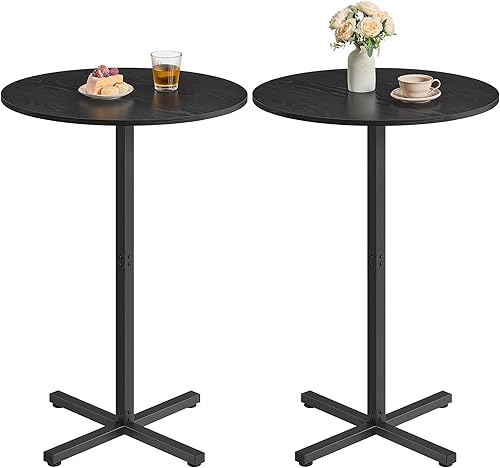 Miniatura 11 de VASAGLE Juego de 2 mesas de bar, mesa redonda de cóctel alta para pub bistró para eventos, fiestas, cocina, comedor, bar en casa, 23.6 x 23.6 x 41.3