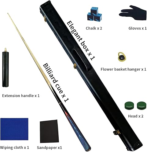 Miniatura 2 de Taco de billar inglés con puntas de taco de 0.394 in hecho a mano, 57.1 in, 19 onzas, (azul)