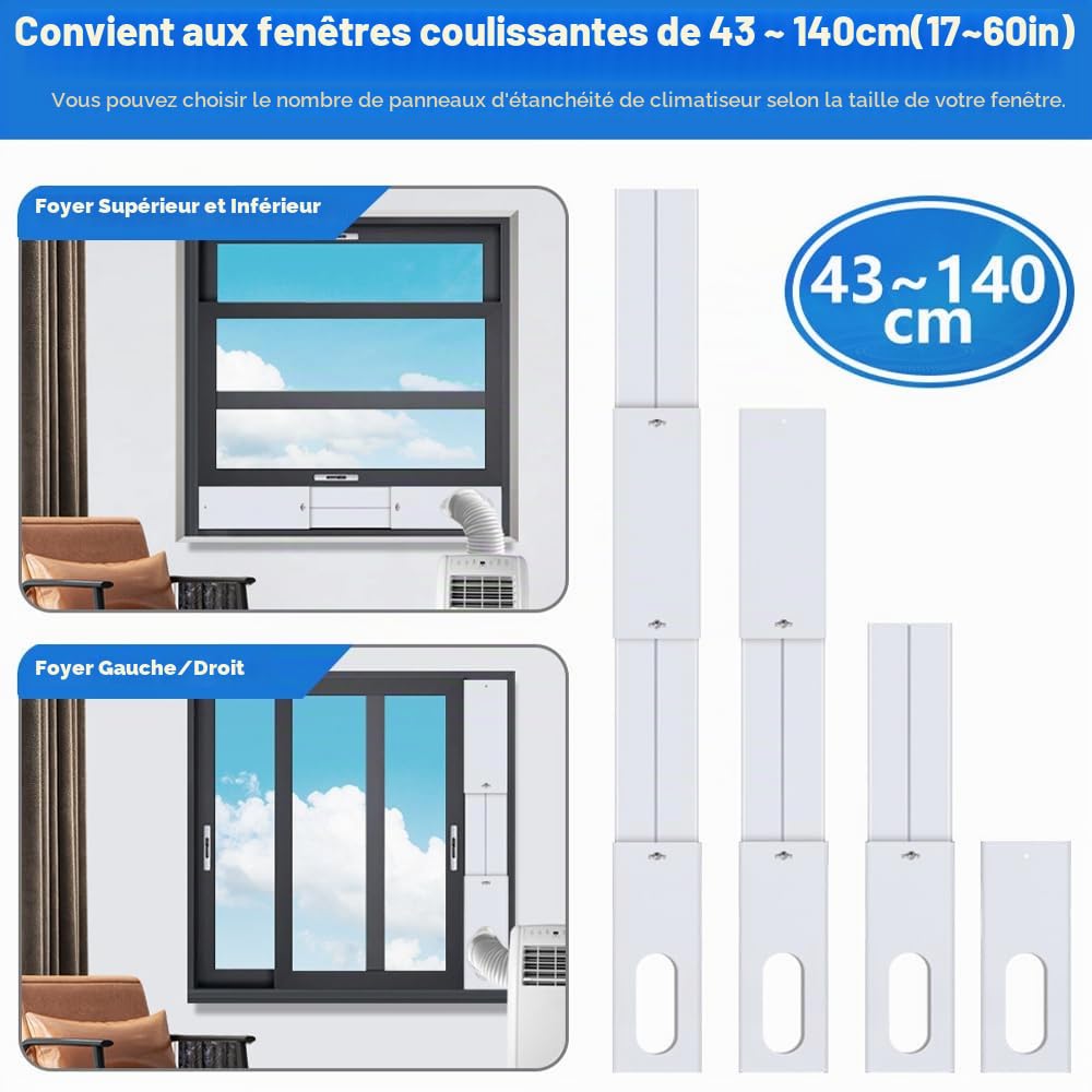 4PCS Kit de Plaque Fenêtre Climatiseur Mobile pour diamètre 13/15cm, Kit de ventilation de fenêtre pour climatiseur portable, Pare-Brise de climatiseur de Plaque de kit