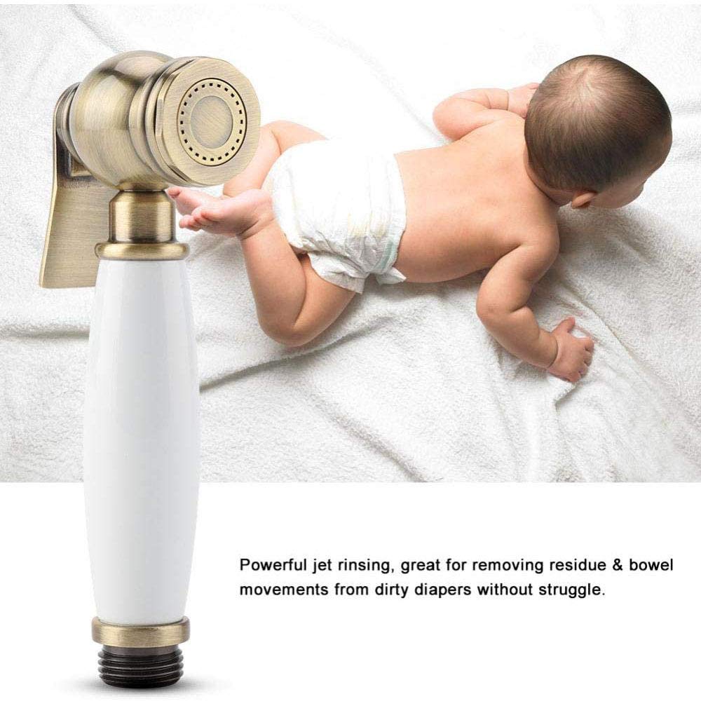 Bidet opryskiwacz z zimną wodą mosiężną ścianę przenośna przenośna ręczna kran bidet Zestaw łazienki prysznic bidet kran do higieny osobistej, pralka pieluszka, brąz, brąz LWX
