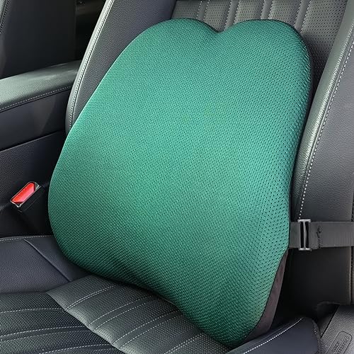 ANSDMO Memory Foam car Lumbar Support Pillow-Used for car Seats-Memory Foam Back Cushion，Office Chairs,Sofas, recliners, etc (Dark Green)