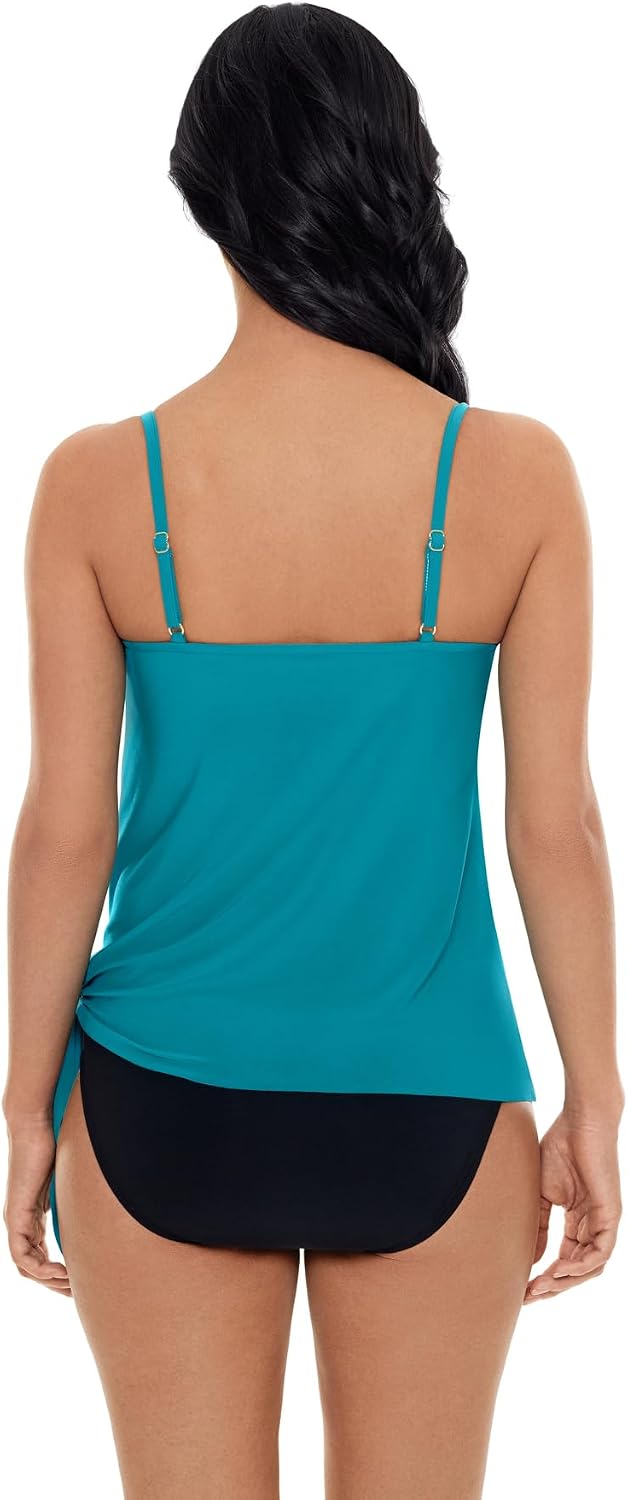 MagicSuit Women's Solid Alex V-Neck Tankini Top with Underwire Bra and Adjustable Straps