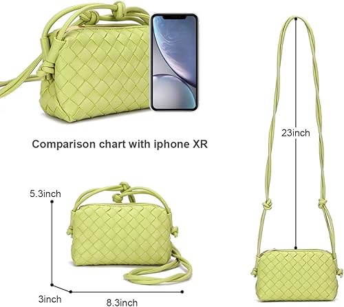 Vista 3 de Bolsos cruzados tejidos para mujer, bolsos ligeros de cuero a la moda, bolso de hombro, bolso para teléfono, bolso de mensajero para mujer