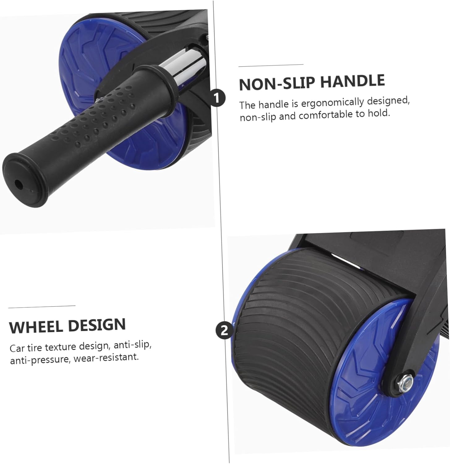 1set Two-wheel Abdominal Fitness Roller with -skid Wheels for Deep Muscle Training for All Levels of Workout Enthusiasts