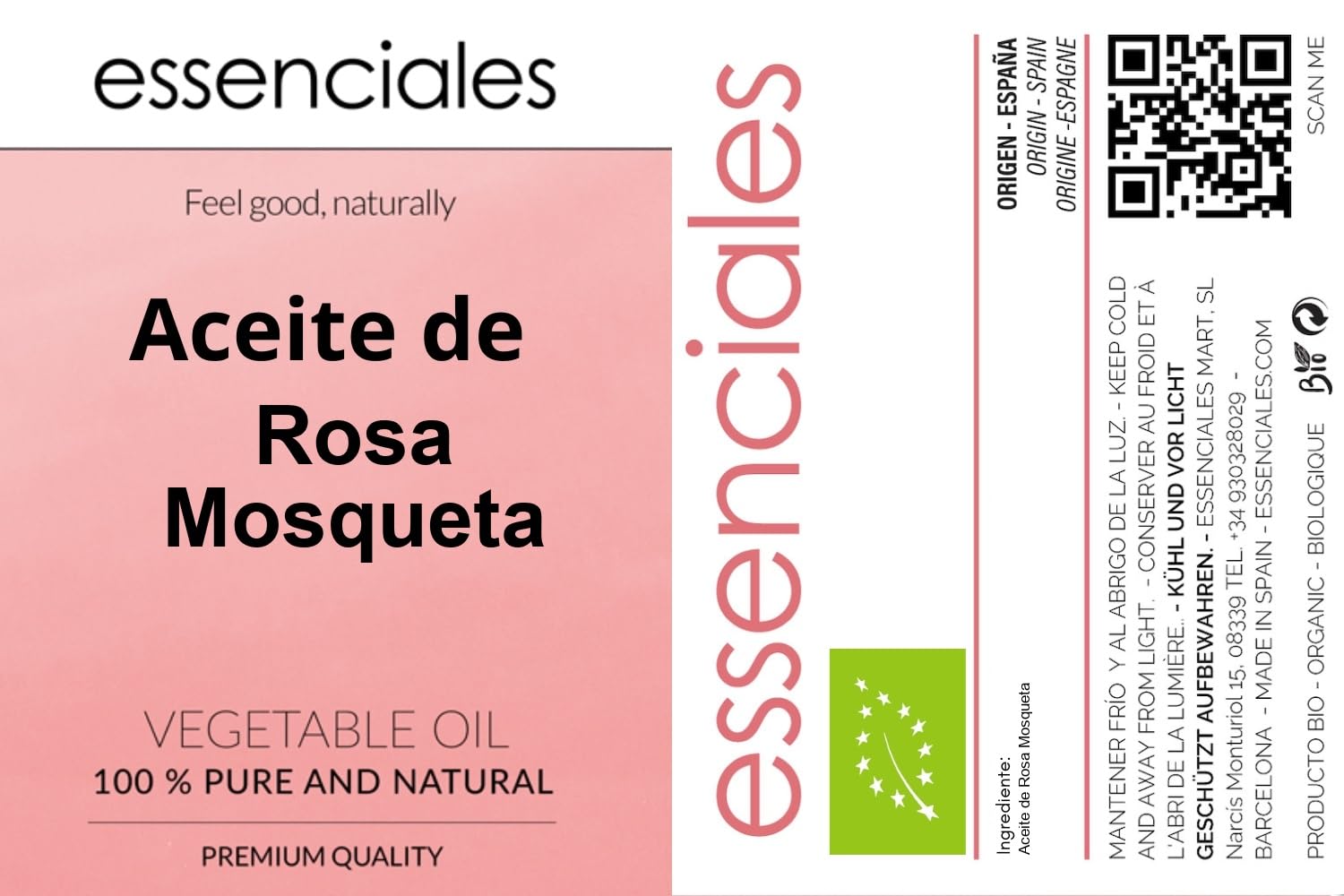 Huile végétale de Rose musquée 100% pure 1 L - Rosa canina - Soin visage, corps et cheveux