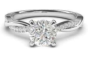 Petite Twisted Vine White Gold Simulated Diamond Engagement Ring