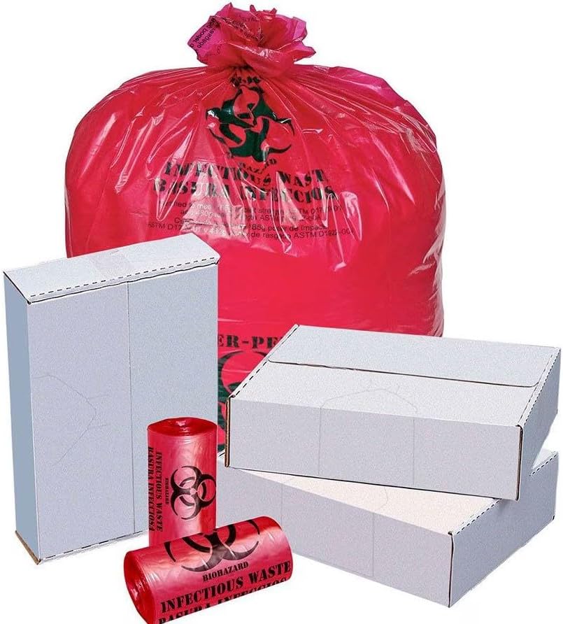 12-16 Gallon Infectious Waste Trash Bag, Red, 24" x 32" x 1.2 Mil | 500/Case