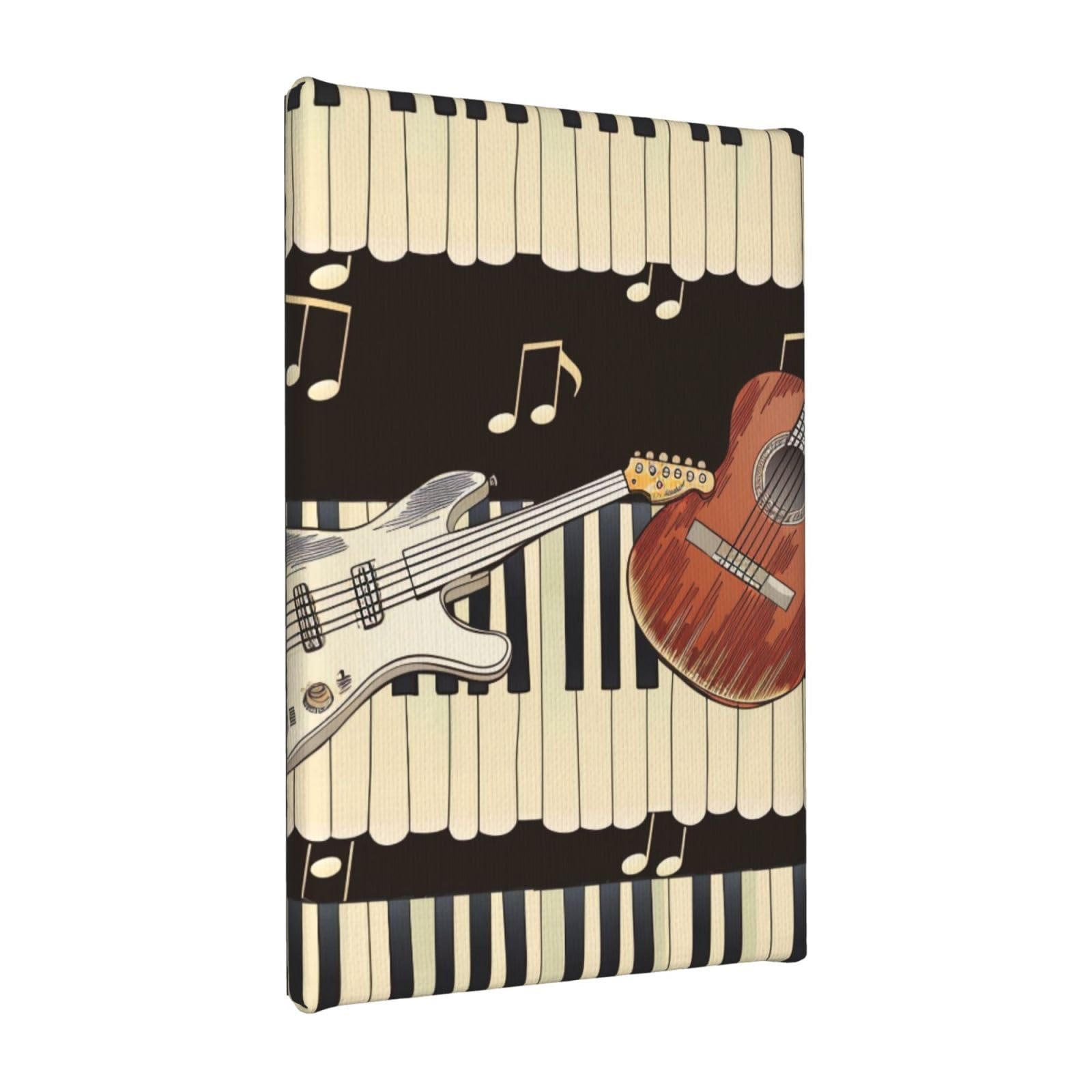 YKLJG Guitar Piano Pattern Printed Wall Art Canvas Painting 20x30 CM Wooden Framed Picture Painting Artwork Prints for Bedroom Kitchen Home Office Decor