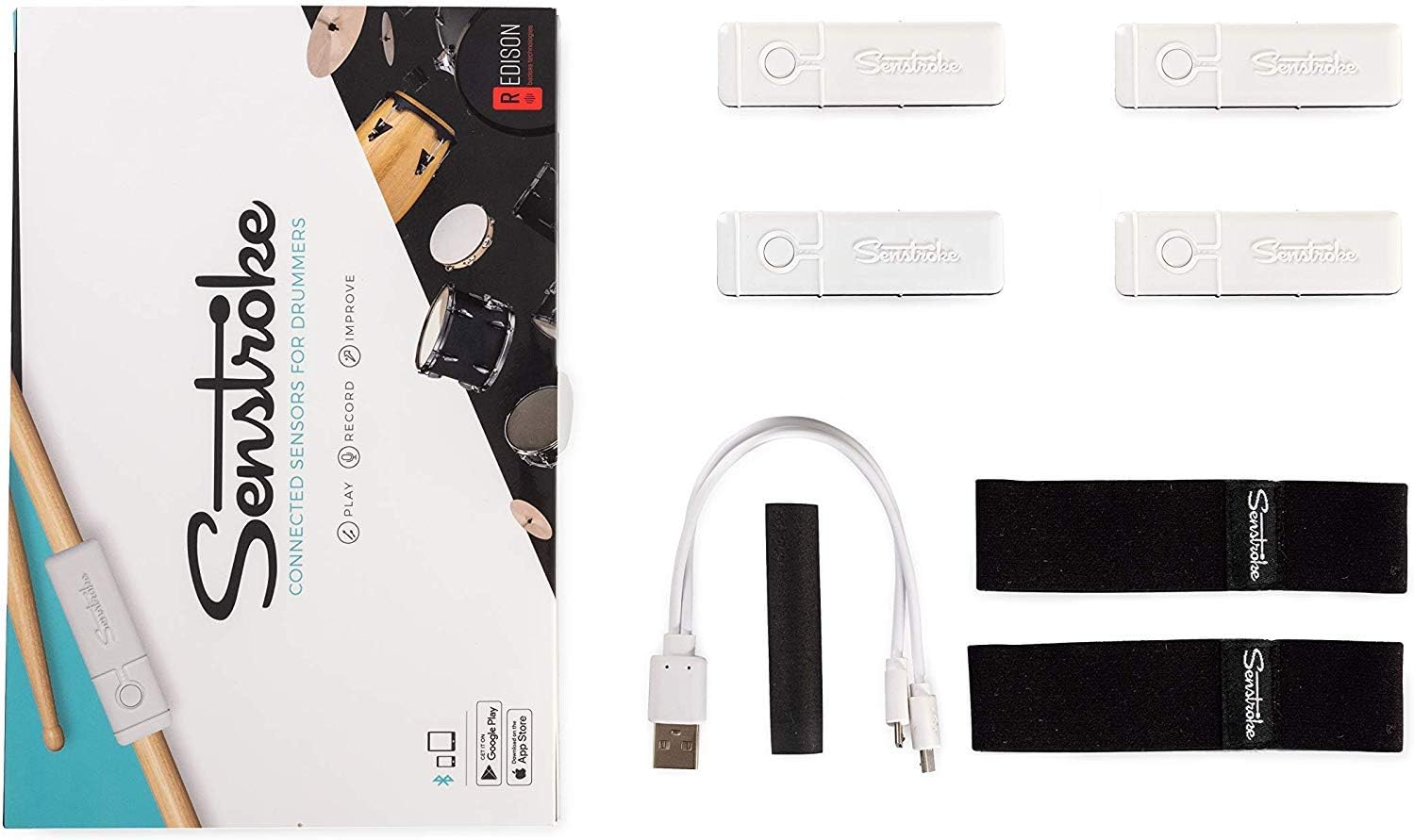 Senstroke | Bluetooth Connected Drum Kit | Play Anywhere With Real Contact | Learn Drums and Improve | Standard Box | By Redison