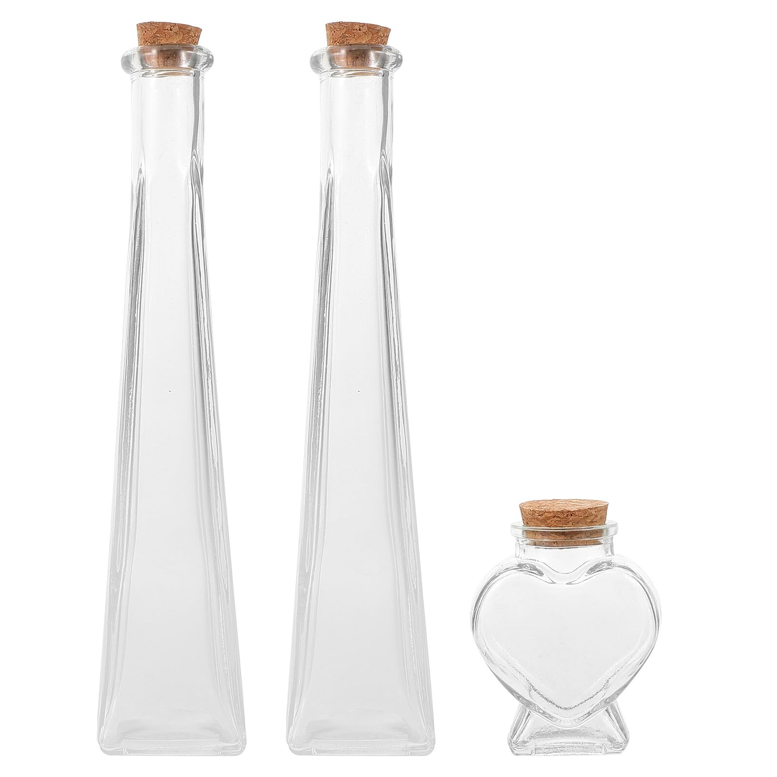 Bouteille à vœux verre BESTYASH, lot de 3 fioles avec bouchon de liège pour cérémonie du sable