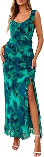 PRETTYGARDEN Women's Summer Spaghetti Strap Maxi Dress Sleeveless Side Slit Mesh Cocktail Dresses Beach Vacation Sundress