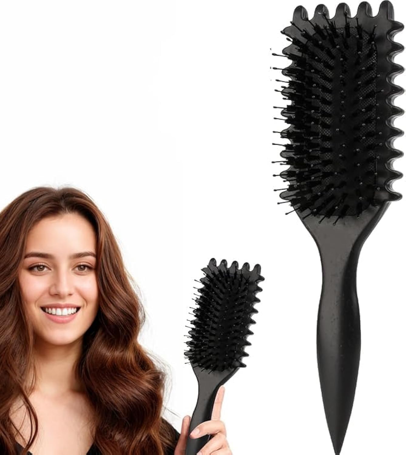 Curl Defining Brush, Curly Hair Brush Styling Brush for Detangling, Combing,Shaping and Defining Curls For Women and Men Less Pulling,Reduce Pulling and Curl Separation (Black)