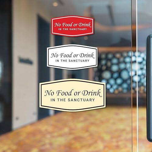 Miniatura 6 de Fancy No Food Or Drink In The Sanctuary Letrero (plata cepillada) - Mediano