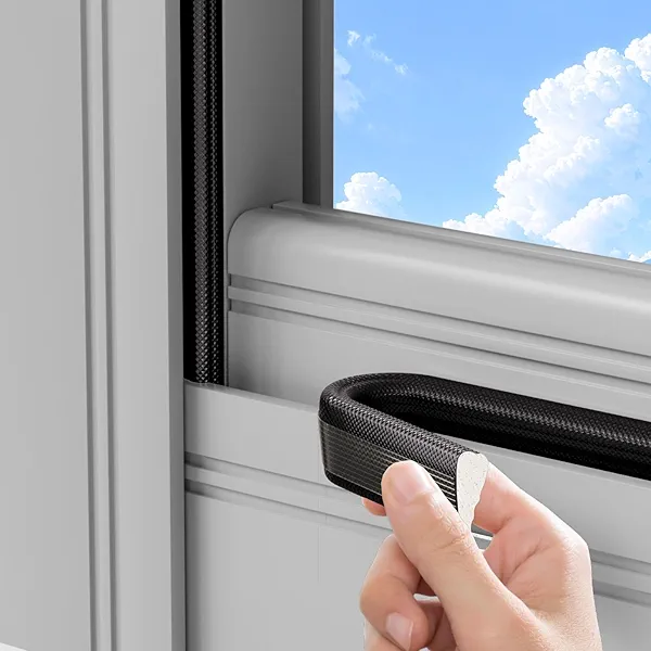 Weather Stripping Door Seal, 196 inch Seal Strip for Doors/Windows, Self-Adhesive Backing PU Foam Seals, Soundproofing, Insulation Strip, Door Sealers for Door Frame- Black