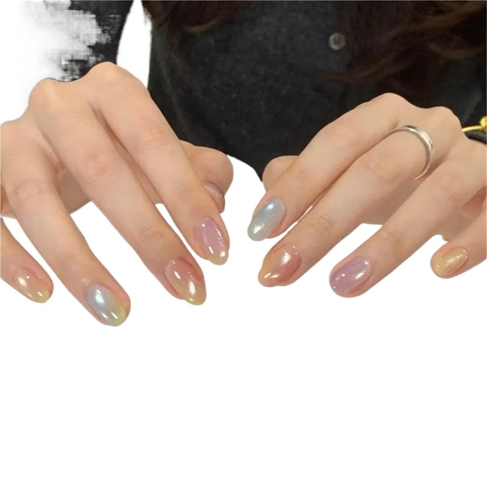 24 Stück künstliche Fingernägel for Aufkleben, tragbare Nagelwerkzeuge(Color5)