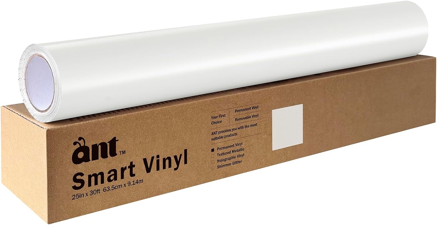 Ant Ivory White 25inch x 30ft Smart Permanent Vinyl Compatible with Cricut Venture, Create DIY Projects, Decals, Stickers & More, All-Weather & Fade-Proof, Ideal for Outdoor Use