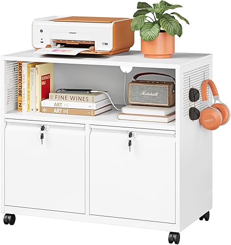 Miniatura 47 de Archivador móvil de 3 cajones con cerradura, archivador debajo del escritorio para oficina en casa, archivadores de metal sobre ruedas para archivo