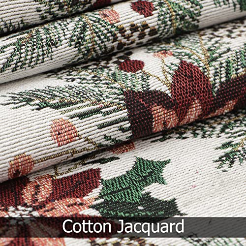 Image of HOKIPO Cotton Jacquard 4 Placemats with Runner for Dining Table 4 Seater (IN530-D1*4+IN531) White Floral