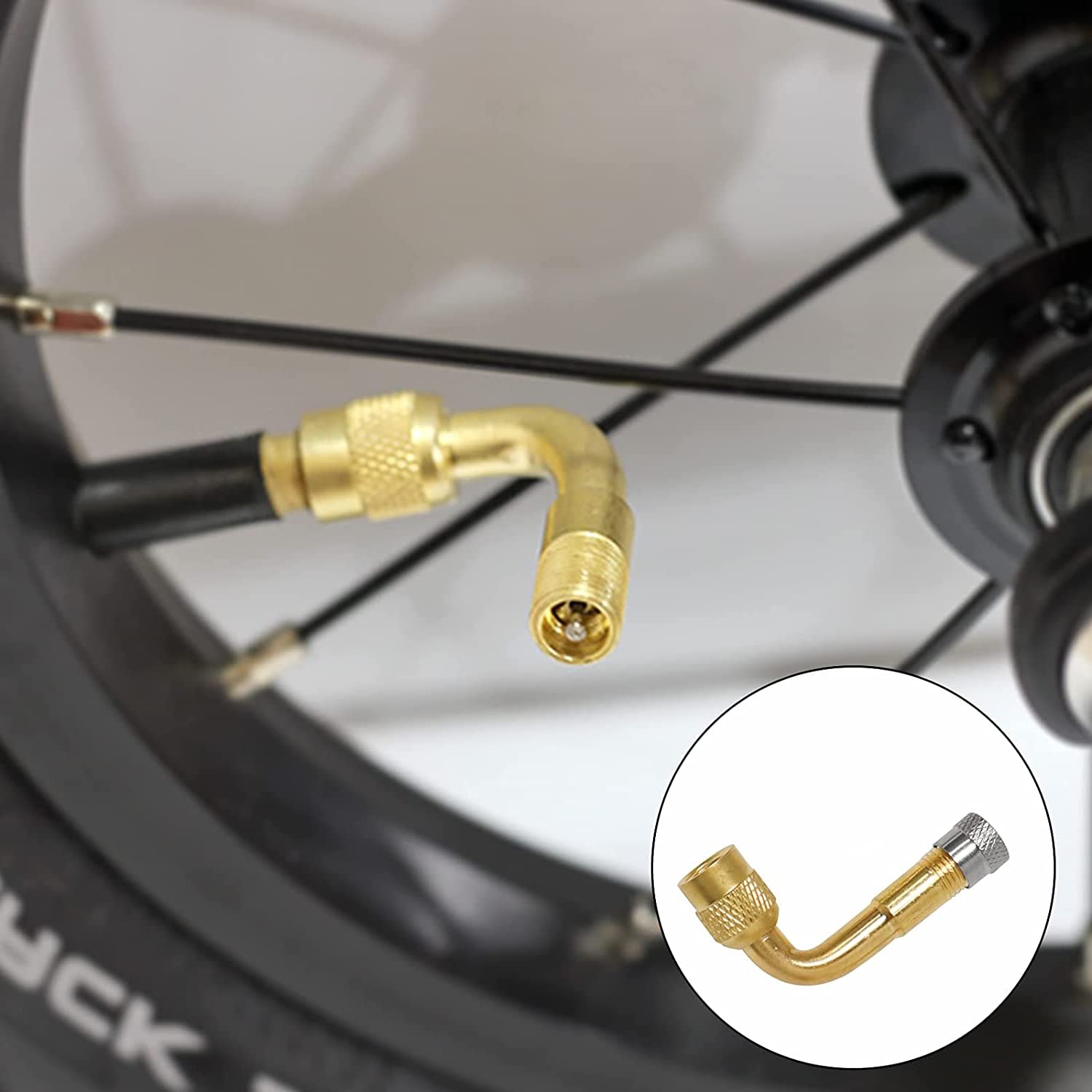 Estensione, prolunga della valvola, in Rame, Adattatore ad Angolo, per Auto, Moto, Bicicletta, Scooter (90 Gradi)