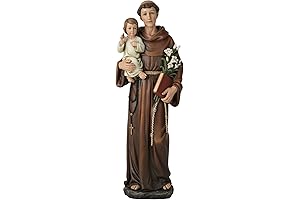 BC Catholic St. Anthony Statue: Religious Home Decor Inspired by Renaissance Sculpture