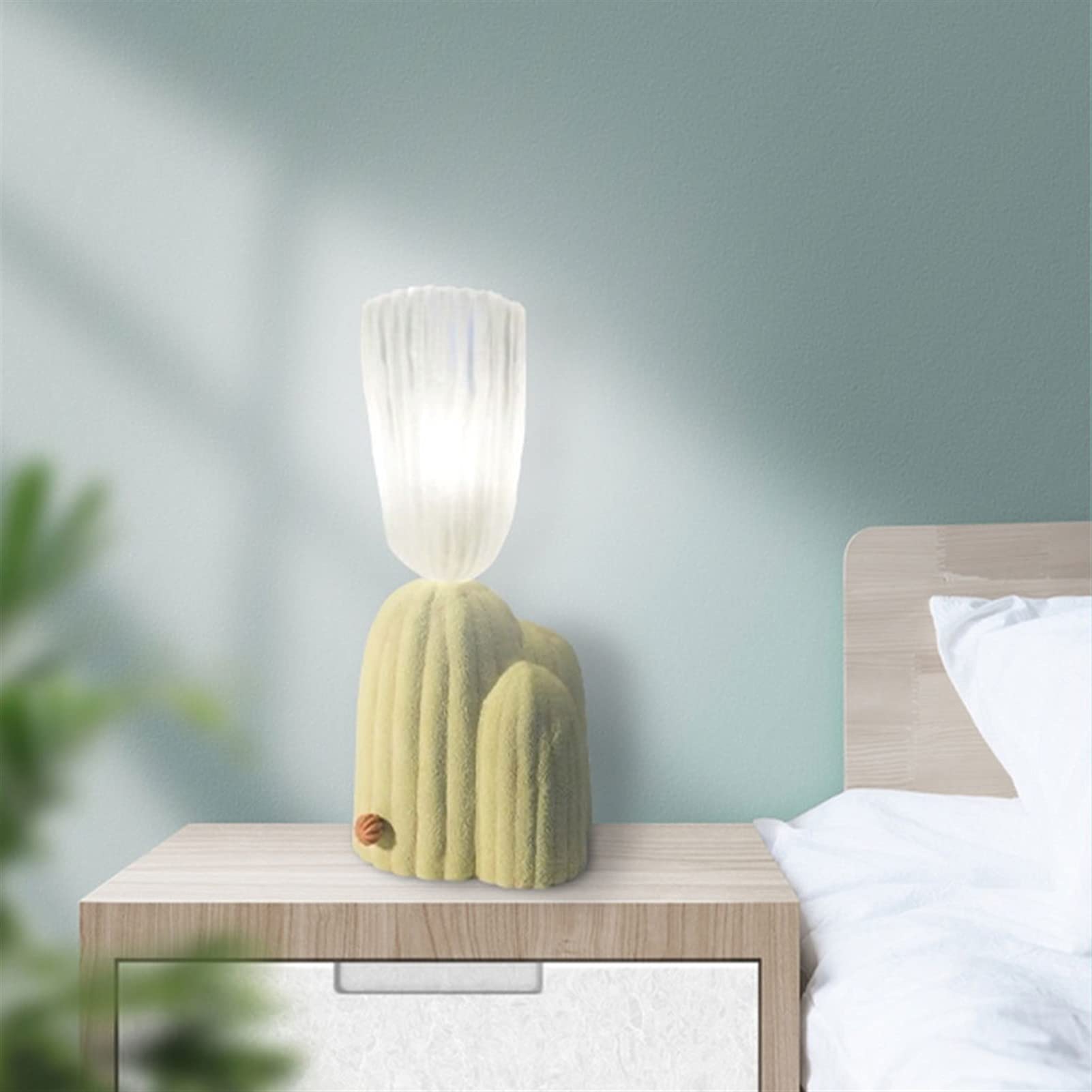 YSJNGF biurkowa LED Kaktus stołowa Pokój dziecięcy Lampka nocna lampka nocna Sypialnia biurkowa Szklany klosz Żywica Korpus lampy E14 nadaje się do sypialni Pokój dziecięcy stołowa Lampka do