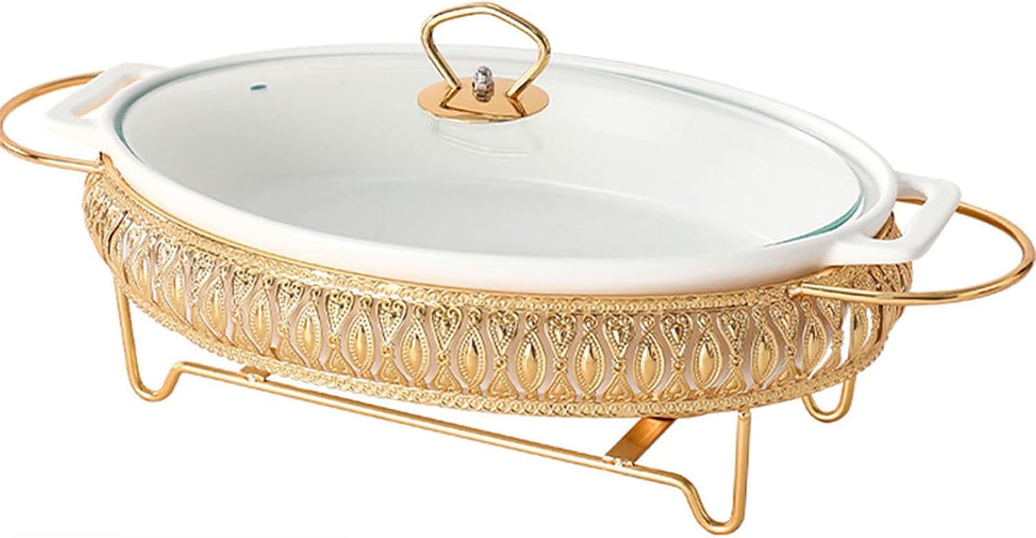 Ensemble de plats à frire en céramique avec couvercle en verre