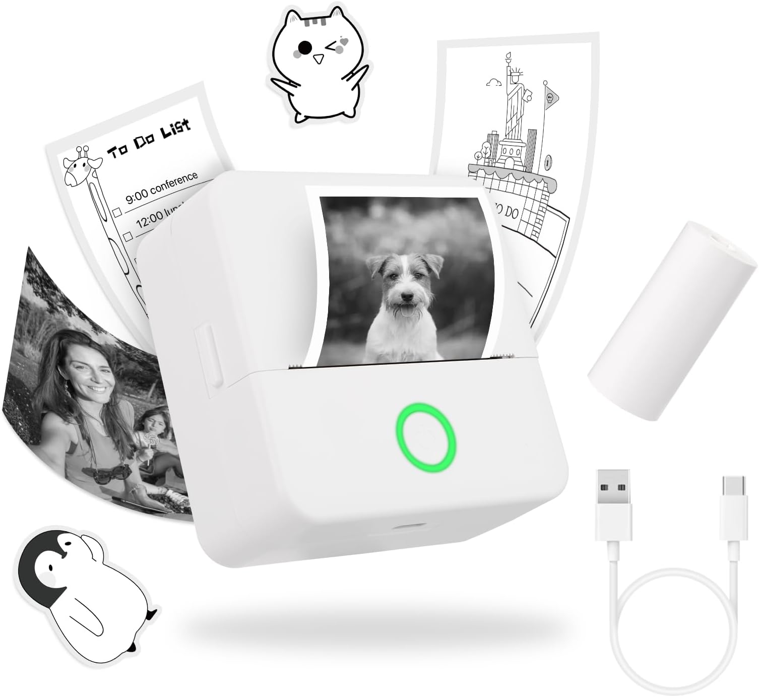 mafiti Mini Printer,Pocket Sticker Printer,Bluetooth Inkless Thermal Instant Photo Printer Compatible with iOS Android for Learning Assistance Picture Office Receipt Label Note Fun, Work, Journal