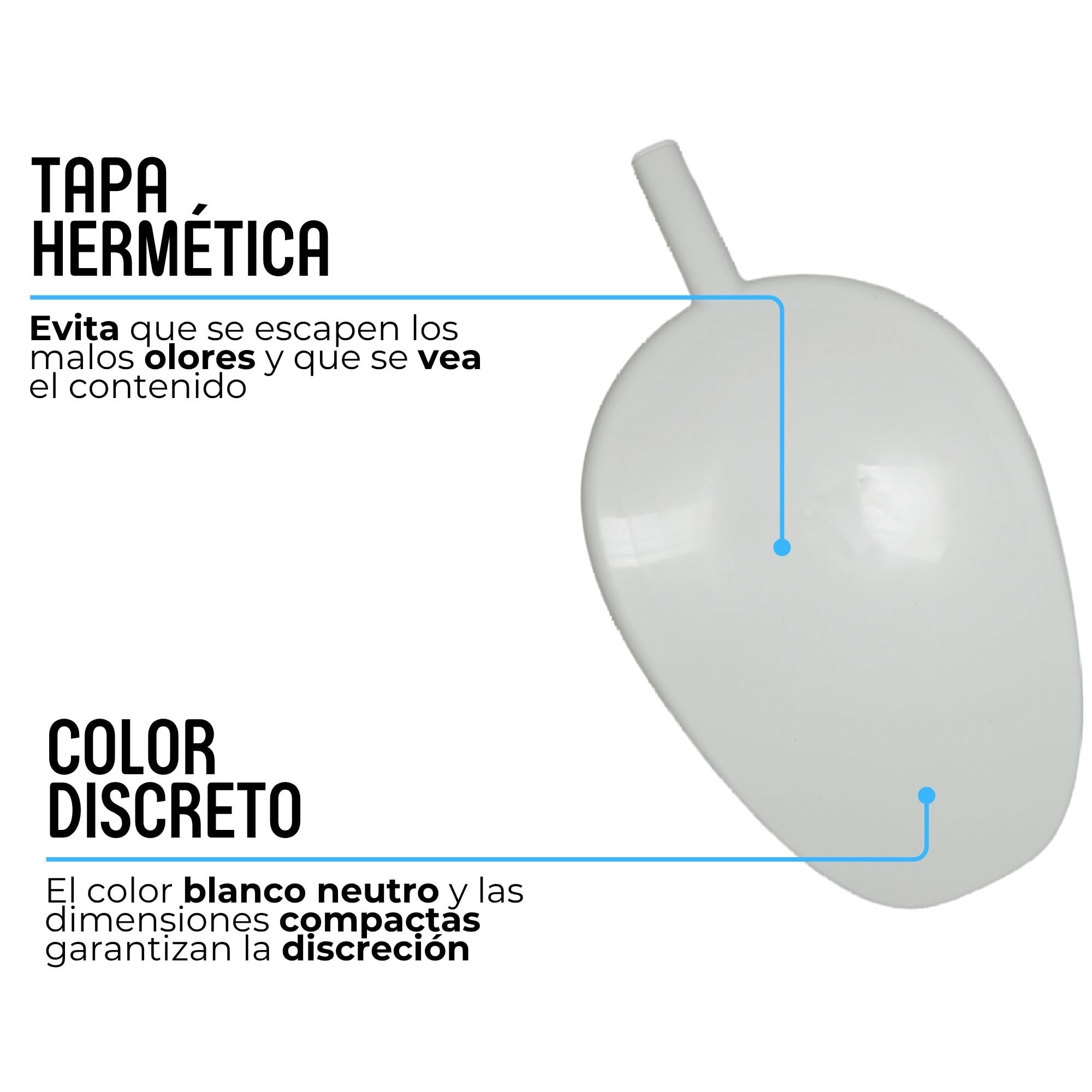 MEDICALAB Cuña Orinal con Tapa Made in Italy, Cuña Sanitaria para Personas Mayores, Encamados y Discapacitados, Cuña Portátil Esterilizable en Polipropileno, Color Blanco