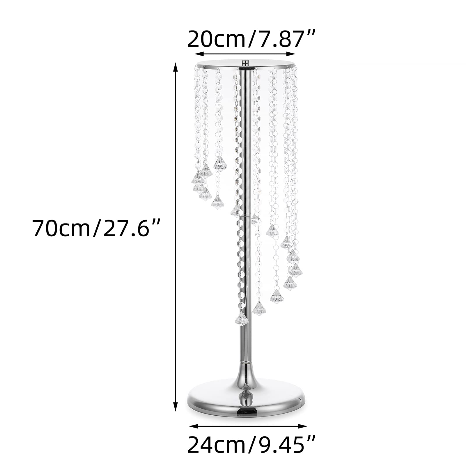 Nuptio 2 Stück Hochzeitsmittelstücke Silbervasen 70cm Hohe Kristallblumenvase Metallblumenständer für Partytischdekorationen Elegante Massenhochzeitsdekoration Tischkronleuchter Herzstückständer