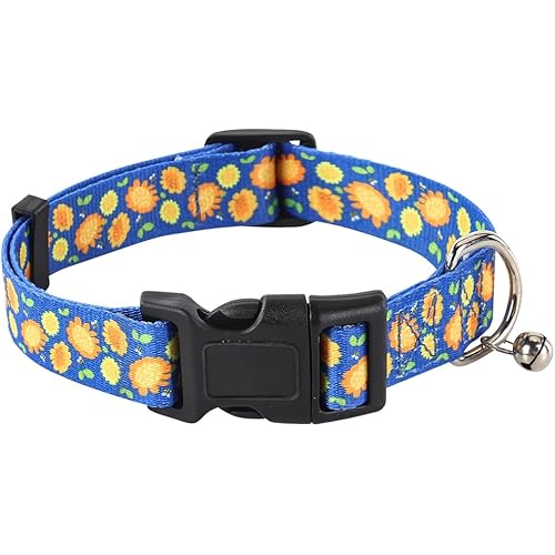 Adjustable Dog Collar with Bell-Special Design Patterns, Ultra Comfy Soft Nylon Breathable Pet Collar for Small Medium Large Dogs