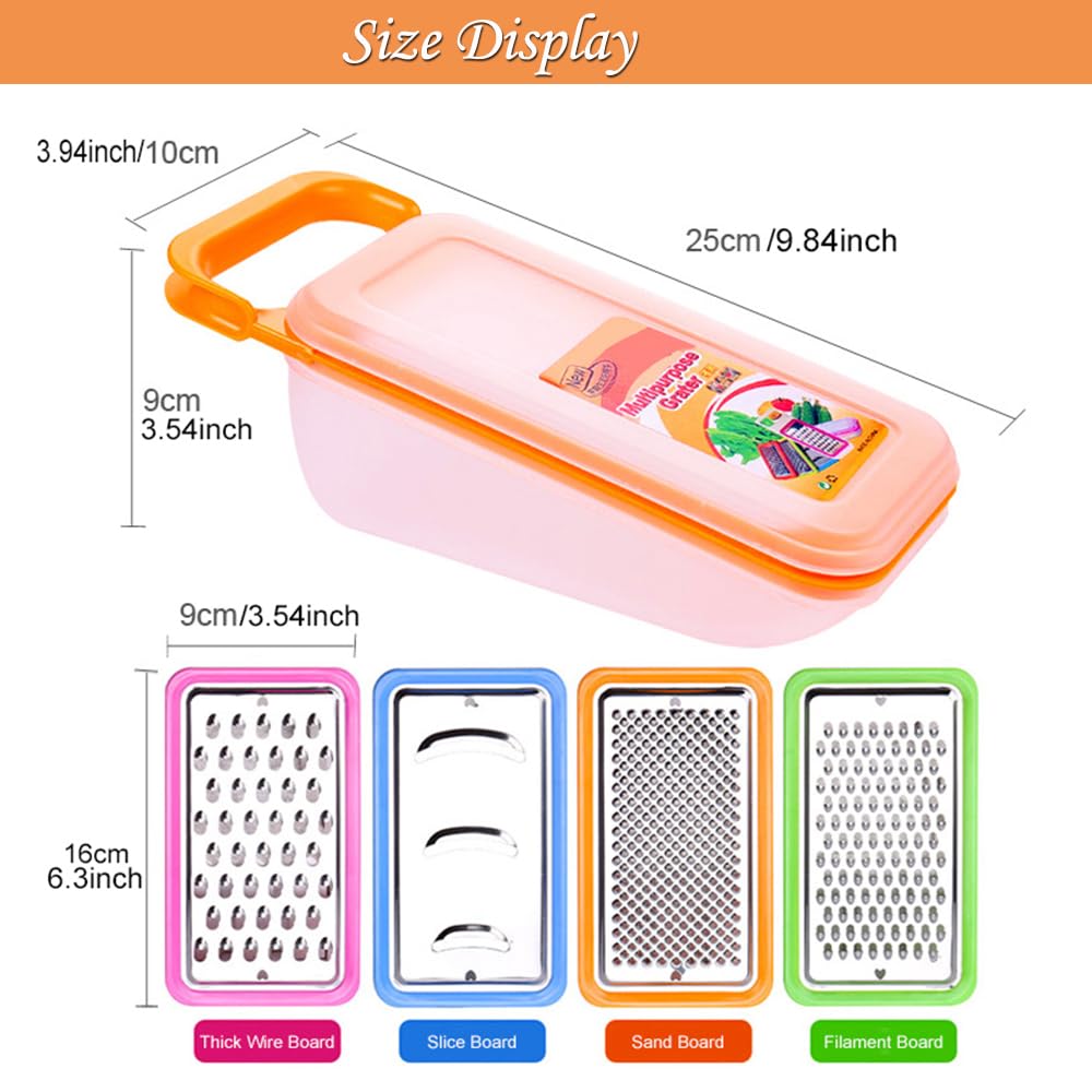 Set Grattugia Per Formaggio In Acciaio Inox - Con Contenitore, Spazzola E 2 Lame - Foto 4