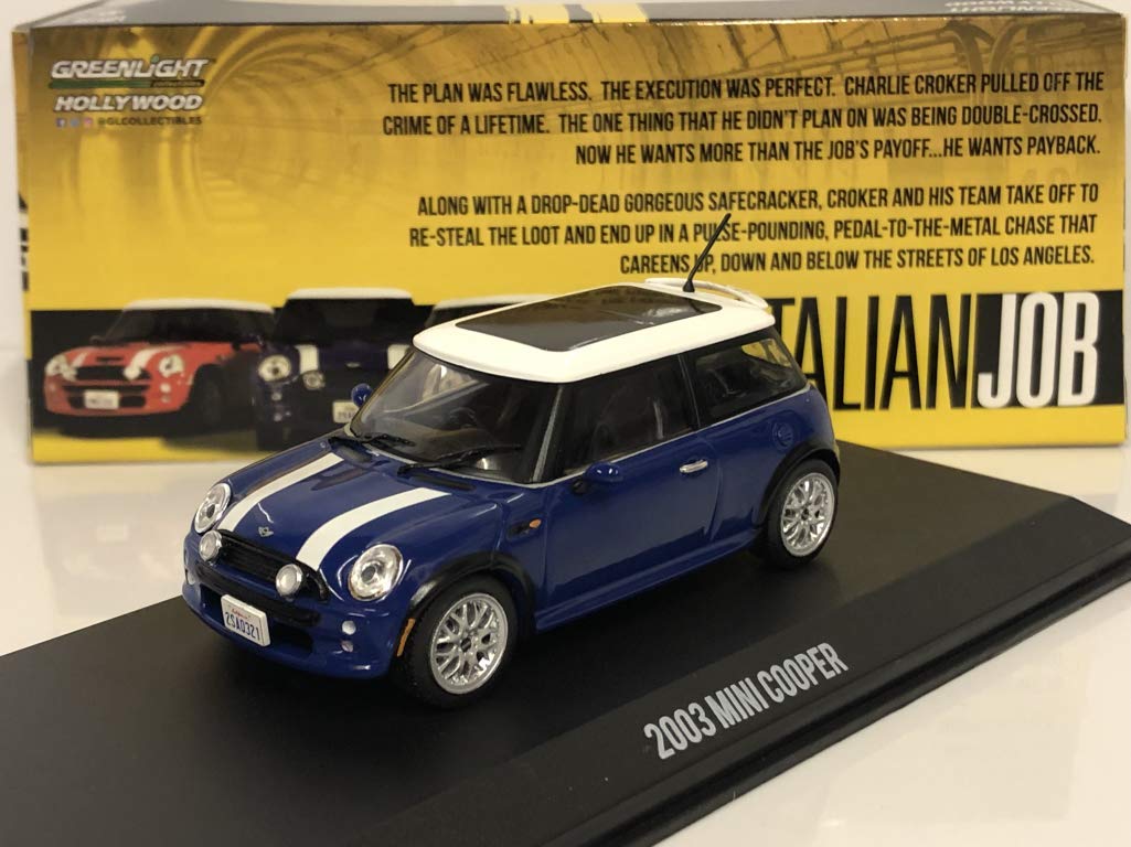 グリーンライト 1/43 2003 ミニ クーパー ブルー/ホワイトストライプ