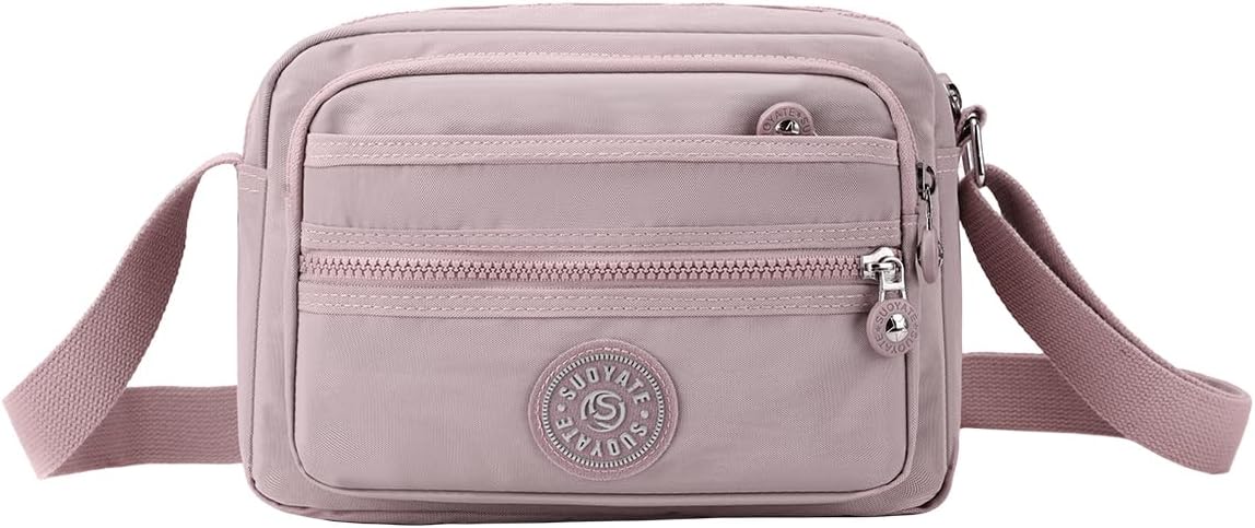 FAVORTALK Large Crossbody Bags for Women Waterproof -Multi Pocket Handbags Lightweight Nylon Messenger Bag Ladies for Work Travel Purse Daily Use