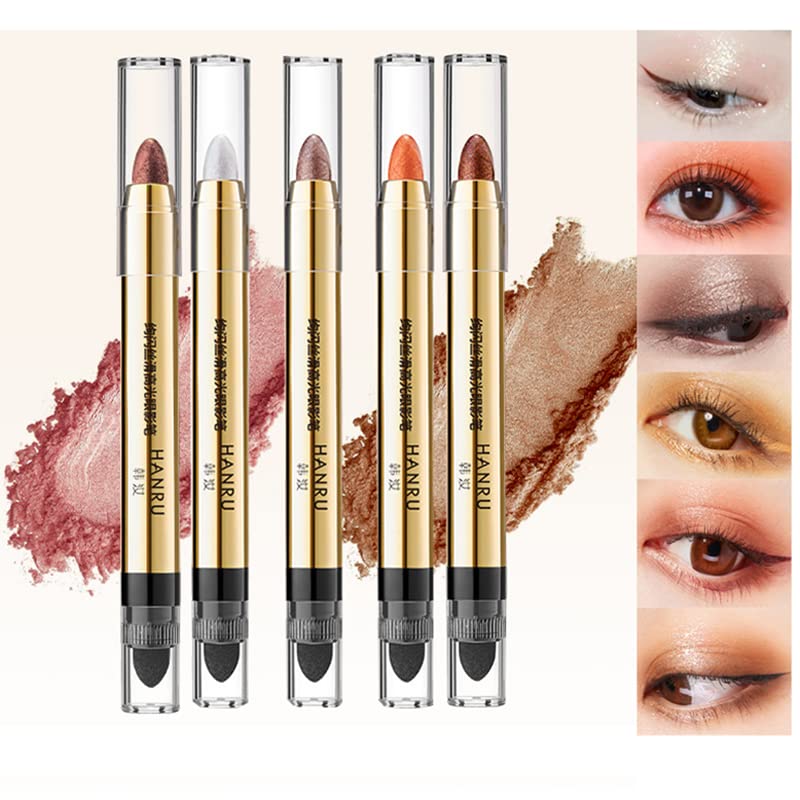 Petansy 6 Colors Eyeshadow Stick Waterproof Eye Shadow Pencil Shimmer Glitter Eyeshadow Crayon Long Lasting Eyeshadow Stick Sets(A)
