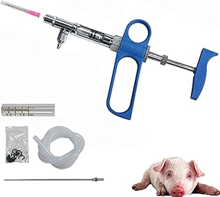 Adjustable Continuous Livestock Vaccine Syringe Gun, Stainless Steel Automatic Injector for Poultry, Chicken, Duck, Pig, Sheep, Goat, and Farm Veterinary Use(2ml)