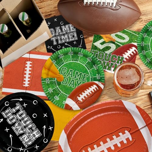 Football Party Supplies Kit for 24 Guests - Includes Large 12.5in Plates, Dessert Plates, Napkins, Cups, Banner and Touchdown Tablecloth - for Football Birthday and Tailgate Party Decorations - Image 4