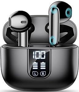 Wireless Earbuds Bluetooth 5.4 In Ear Buds 6 Mic ENC Noise Cancelling Clear Calls, Deep Bass HiFi Stereo Sound Earphones 35H Playtime LED Power Display IPX7 Waterproof Headphones for Android iOS