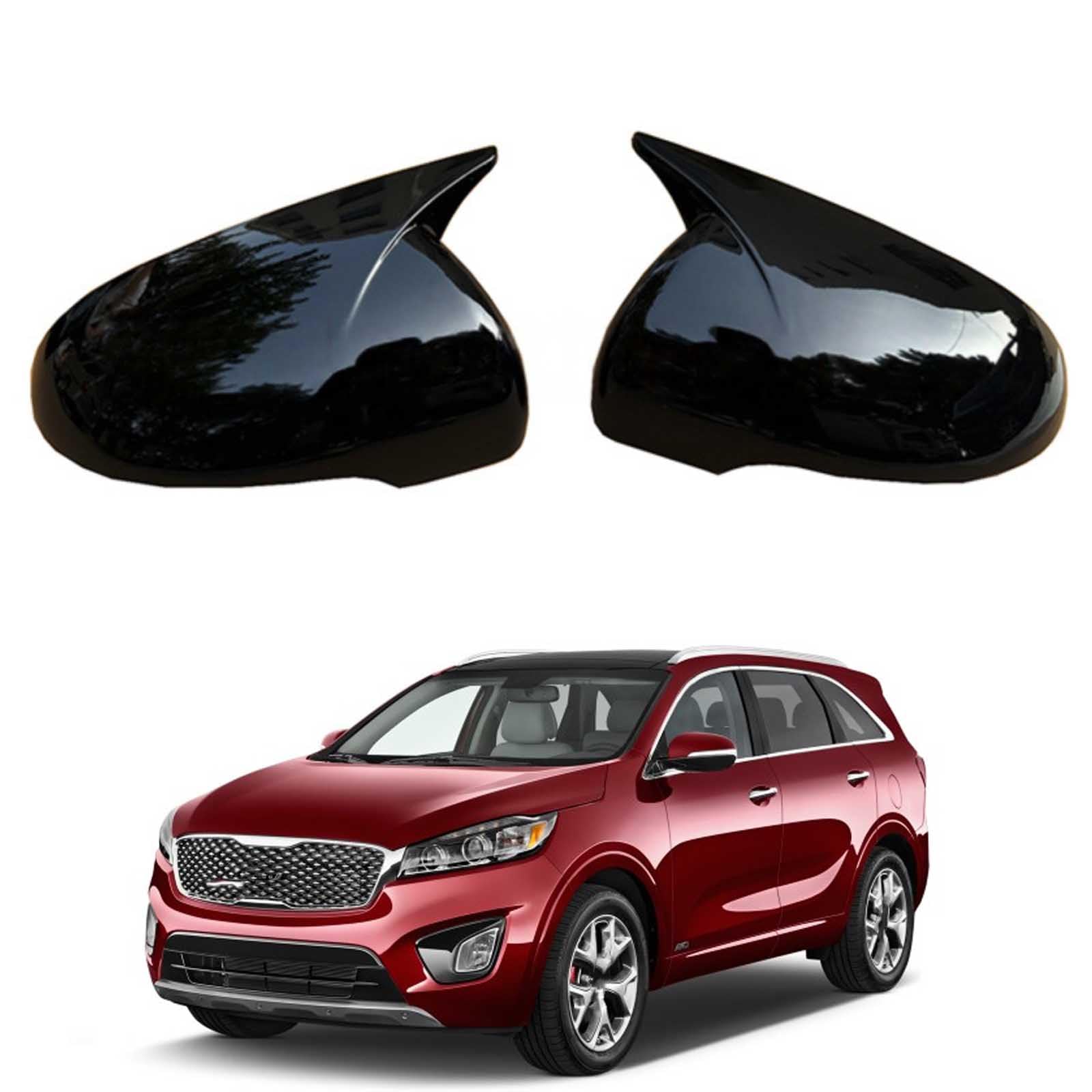 PAPEP Door Mirror Cover Caps for Kia Sorento 2016-2019, Left Right Side Wing Rearview Mirror Cover Lid 2 Pieces Exterior Styling Accessory,Glossy black