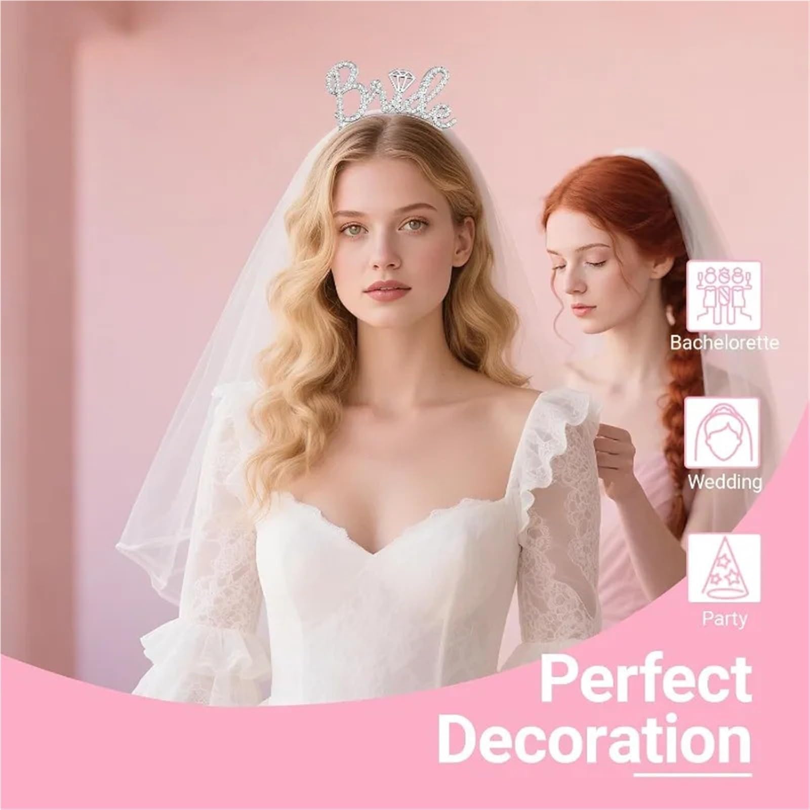 schleier jga Bride To Be Stirnband mit Schärpenschleier | Bachelorette-Party-Dekorationen, Brautparty-Zubehör, 3 Stück