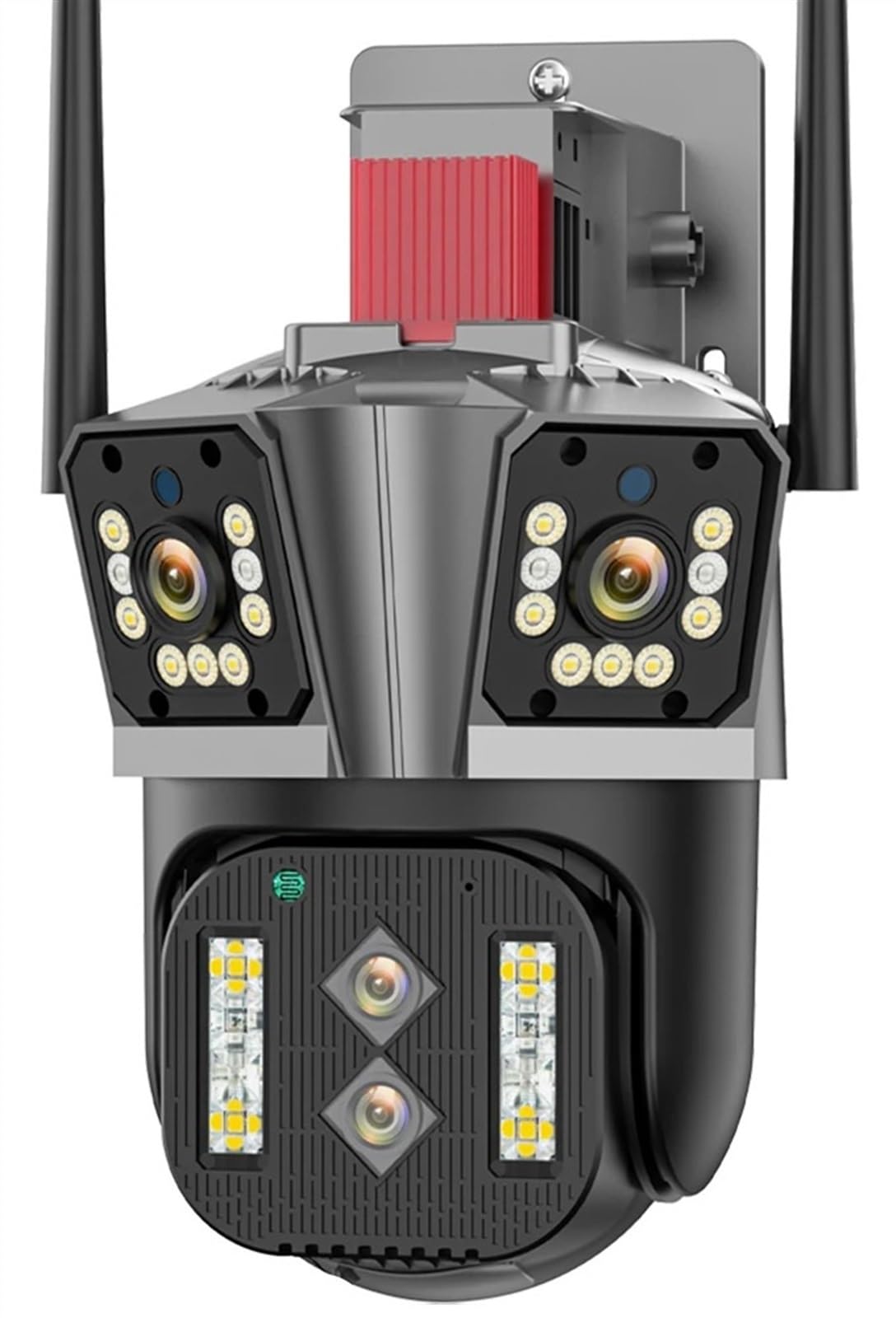 Kamera bezpieczeństwa, Kamera IP 6K HD zewnętrzna kamera PTZ z 10-krotnym zoomem cztery obiektywy trzy podwójny ekran 5K 12MP 16MP automatyczne śledzenie nadzór wideo(6K Add 128G Card)