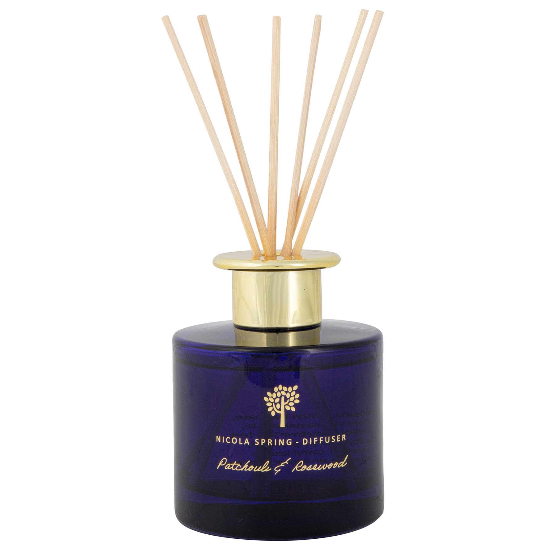 Nicola Spring Patchouli & Rosewood Scented Reed Diffuser - 200ml - Aromatherapy 6 Sticks Air Freshener Home Fragrance Diffuser Fragrant Gift Set for Kitchen, Bathroom, Home