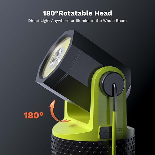 Miniatura 2 de CLAKAP Linterna LED para campamento, linterna recargable de 3000 lúmenes, linterna giratoria de 180°, luz de campamento portátil con cargador de