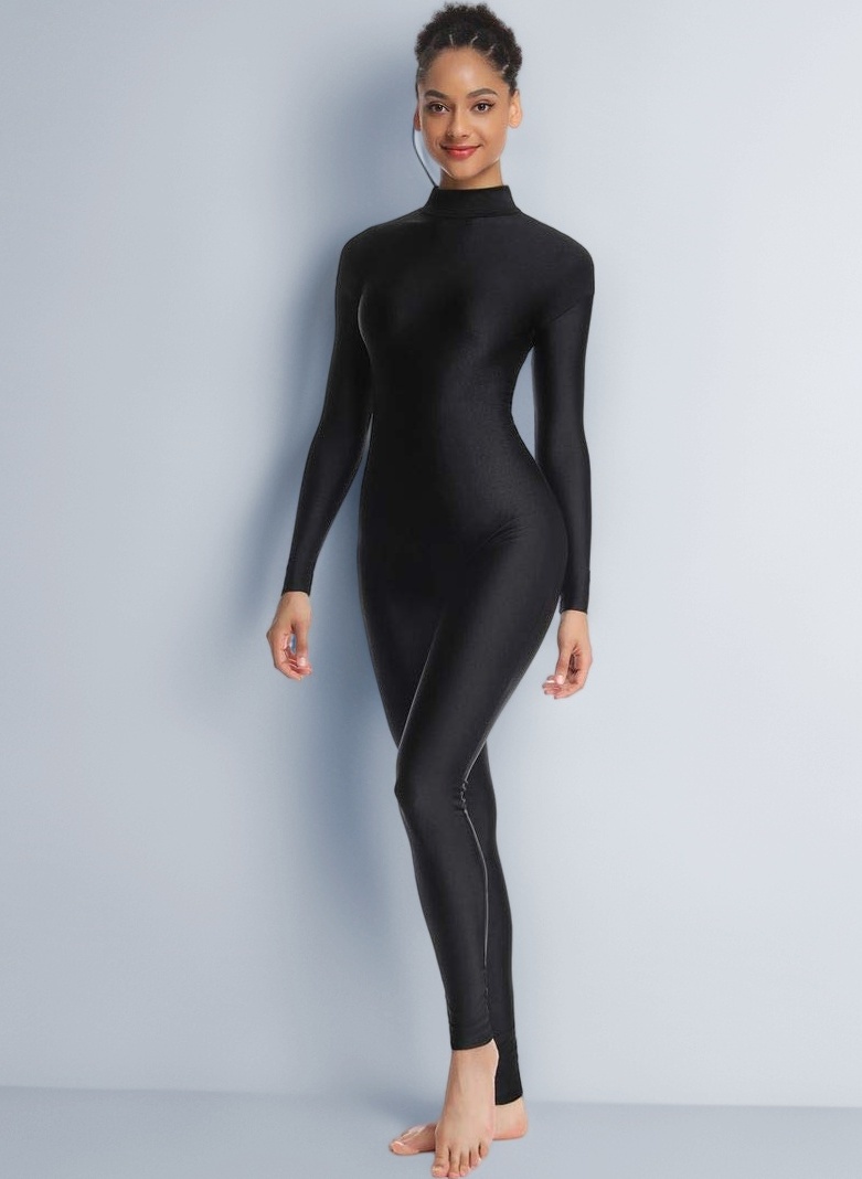 Adult High Neck Long Sleeve Dance Unitard for Women Bodysuits Full Body Leotard Spandex Catsuit