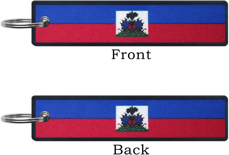 JAVD Haiti Flag Keychain Tag with Key Ring - Keys, Cars, Motorcycles, Backpacks, Luggage and Gifts - EDC (3 Pack) - Image 3